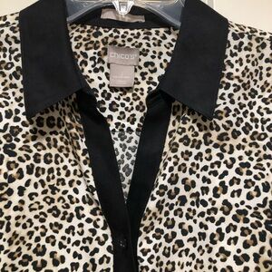 Chico’s no-iron animal print blouse.